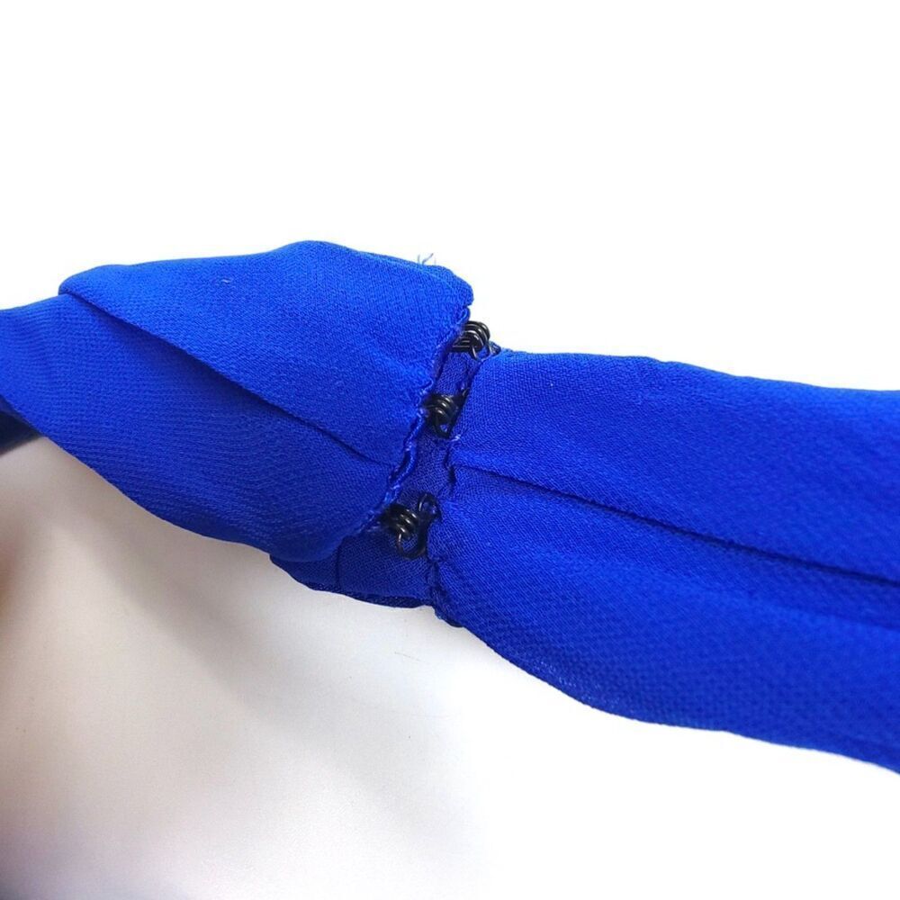 MONIQUE LHUILLIER Chiffon Halter Bridesmaid Gown Maxi Dress Royal Blue 4 Formal - Picture 6 of 8